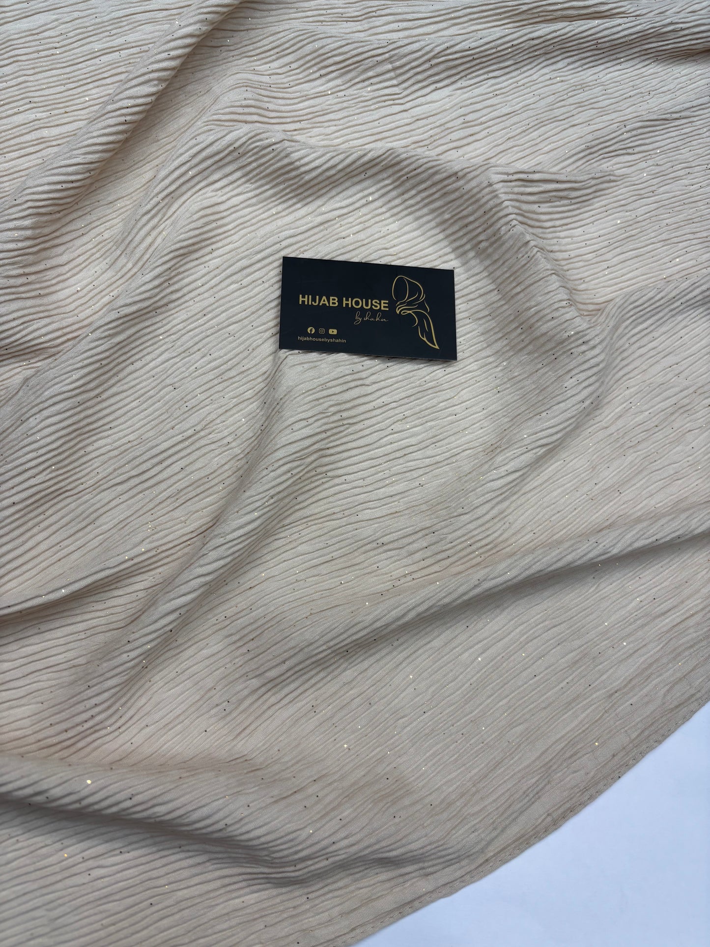 Cotton Textured Fabric with Gold Shimmer Hijab Golden Beige
