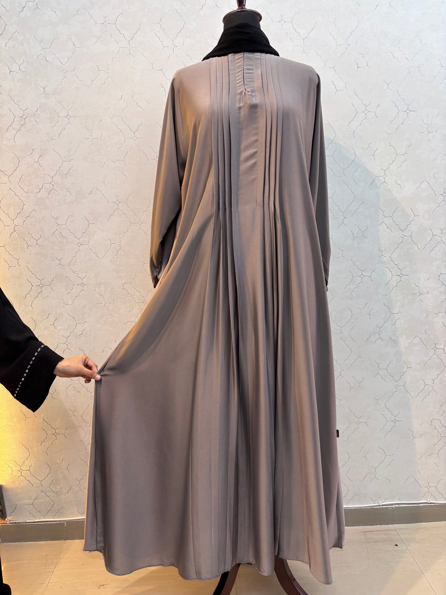 Elegant Front Pleat Burkha Tick Tok Fabric