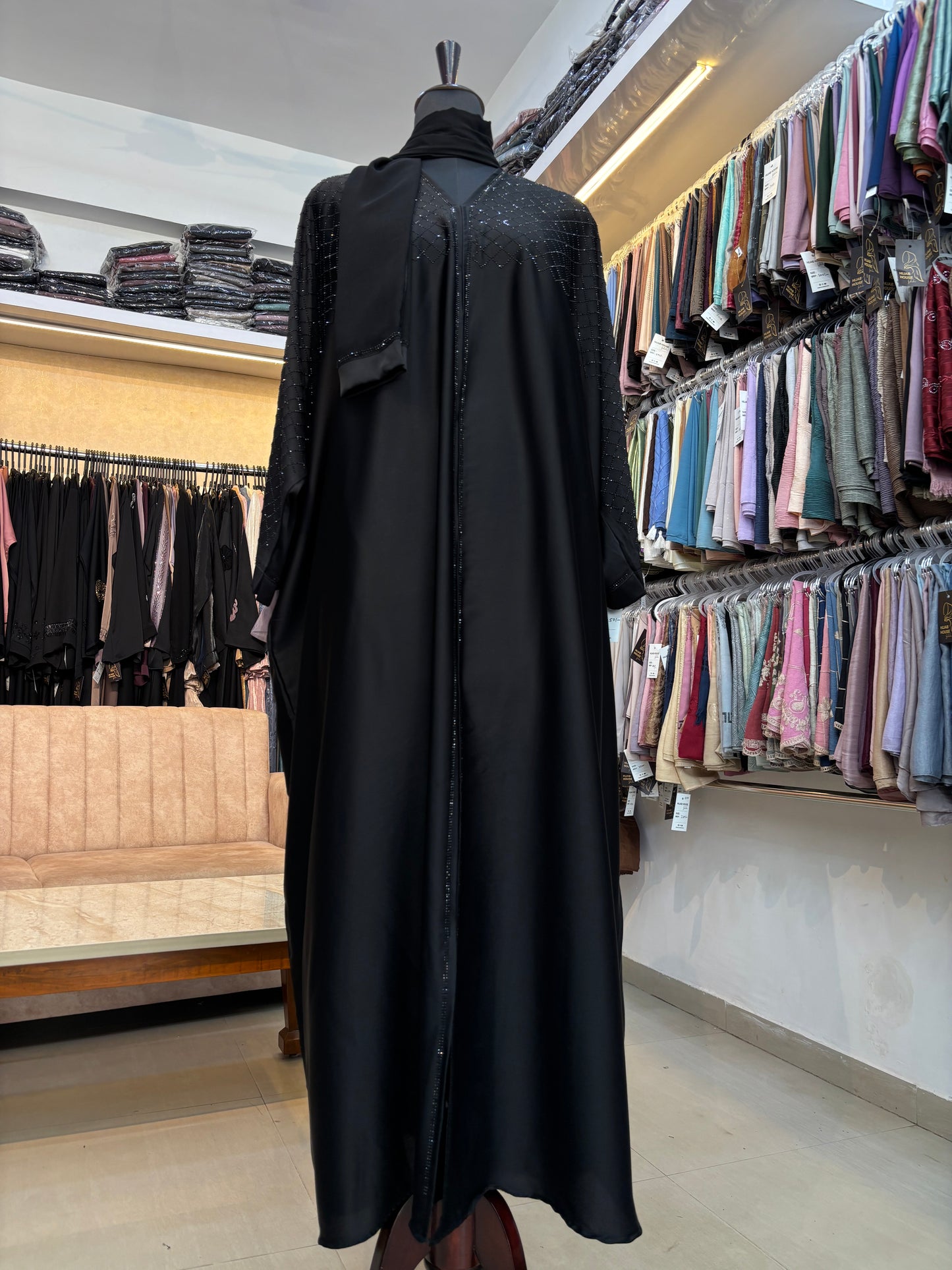 Swarovski Abaya Premium Imported Tick Tok Fabric ( free size )