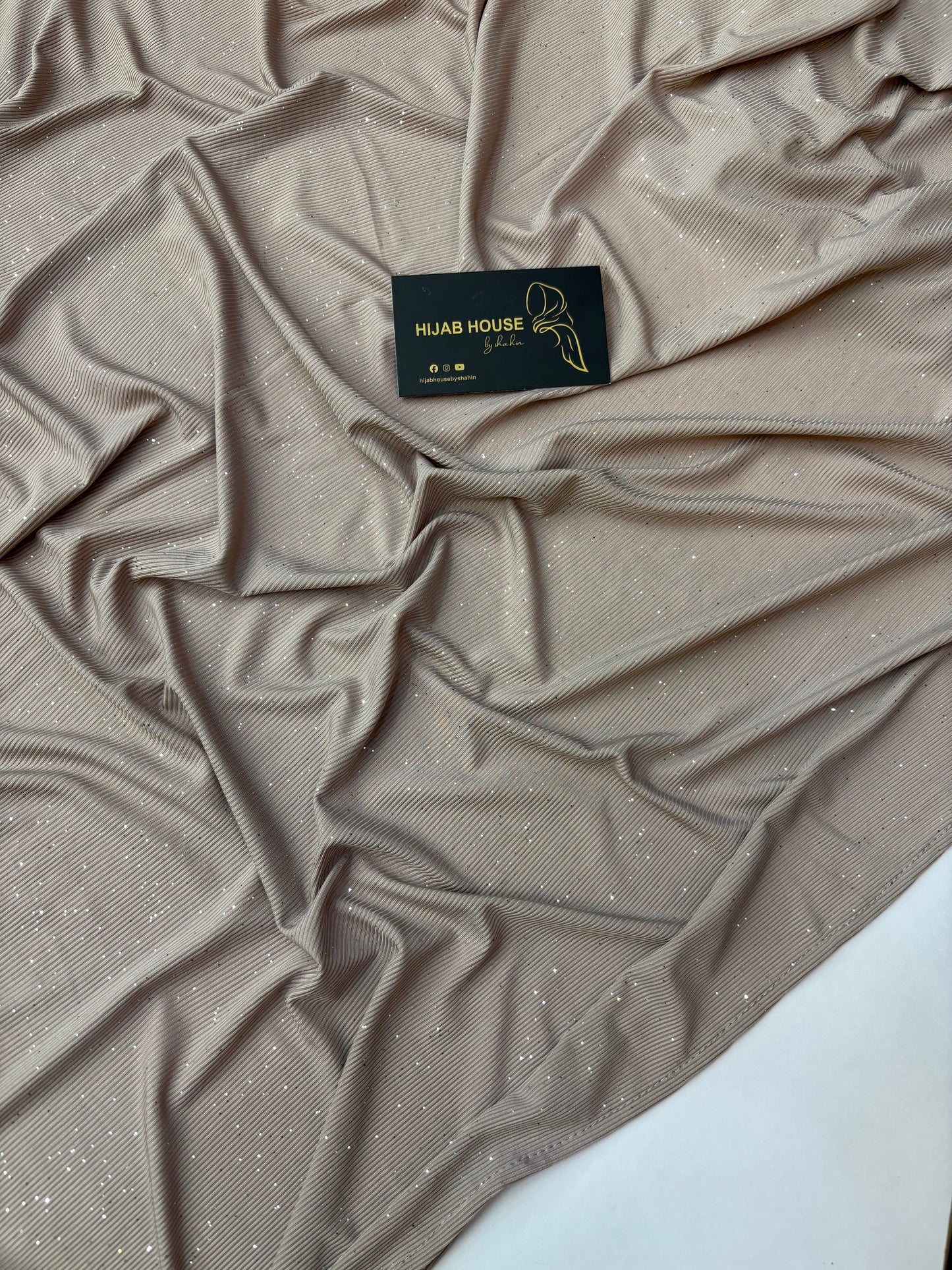 Ribbed Jersey Hijab with Shimmer Dots Mocha Brown