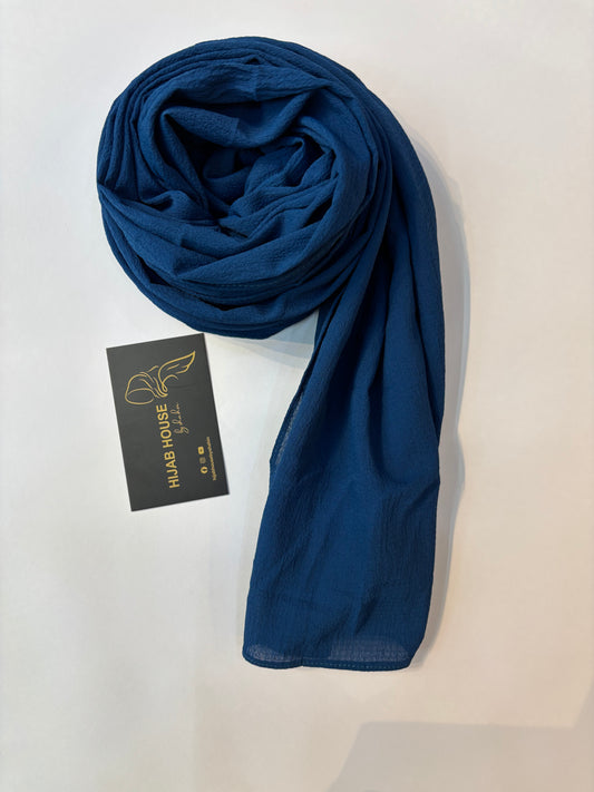 Textured Georgette Chiffon Hijab Deep Teal Blue