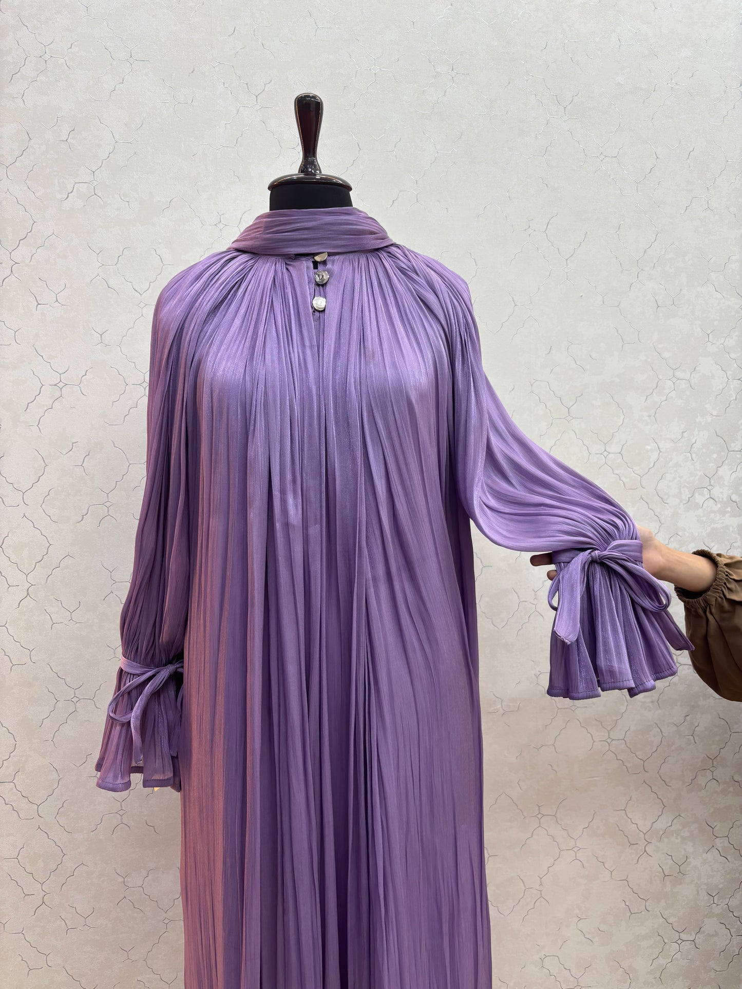 Elegant Pleated Burkha in Shiny Organza Fabric