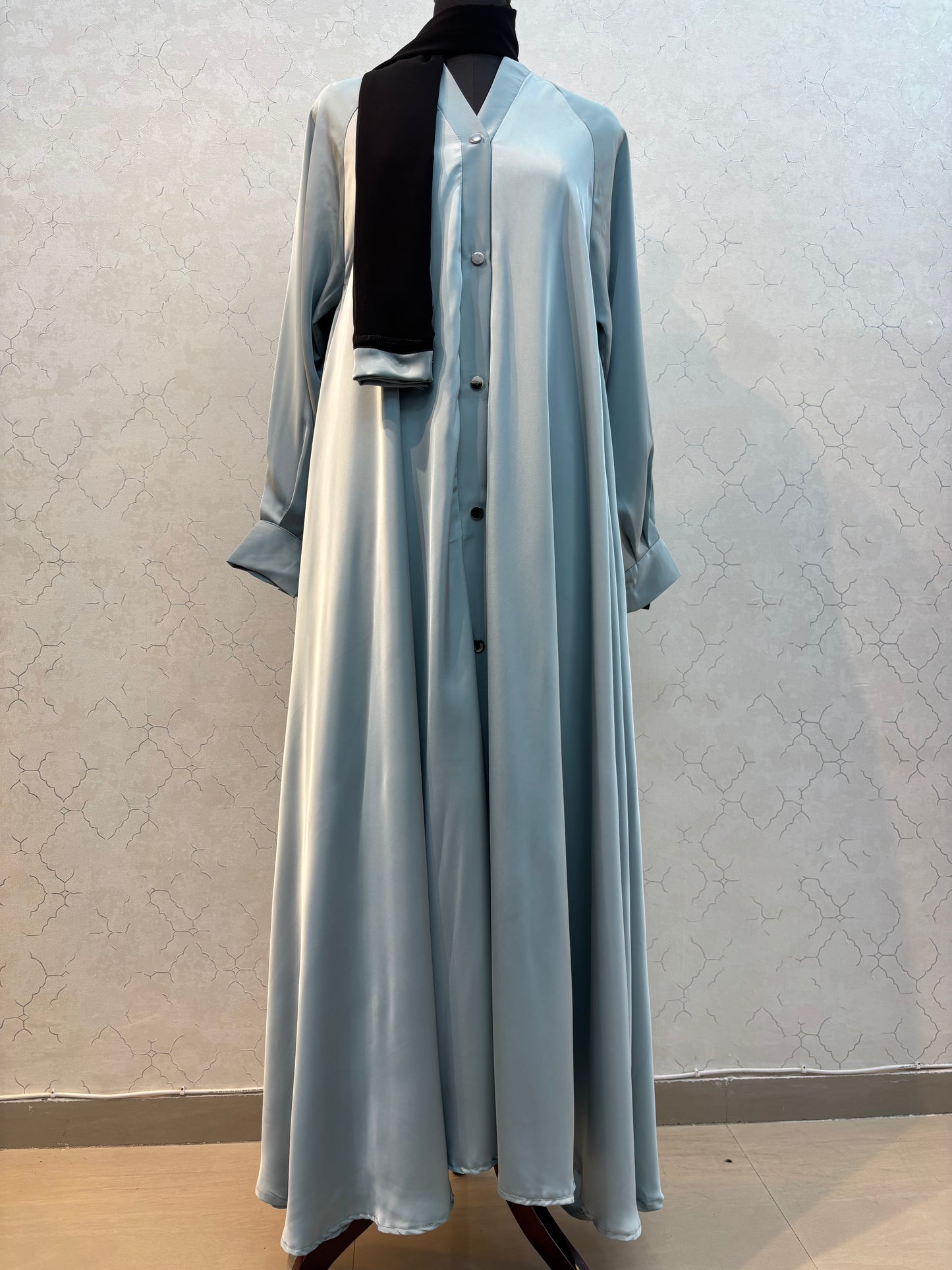 Flaired Umbrella Style Burkha Imported Satin Silk Fabric