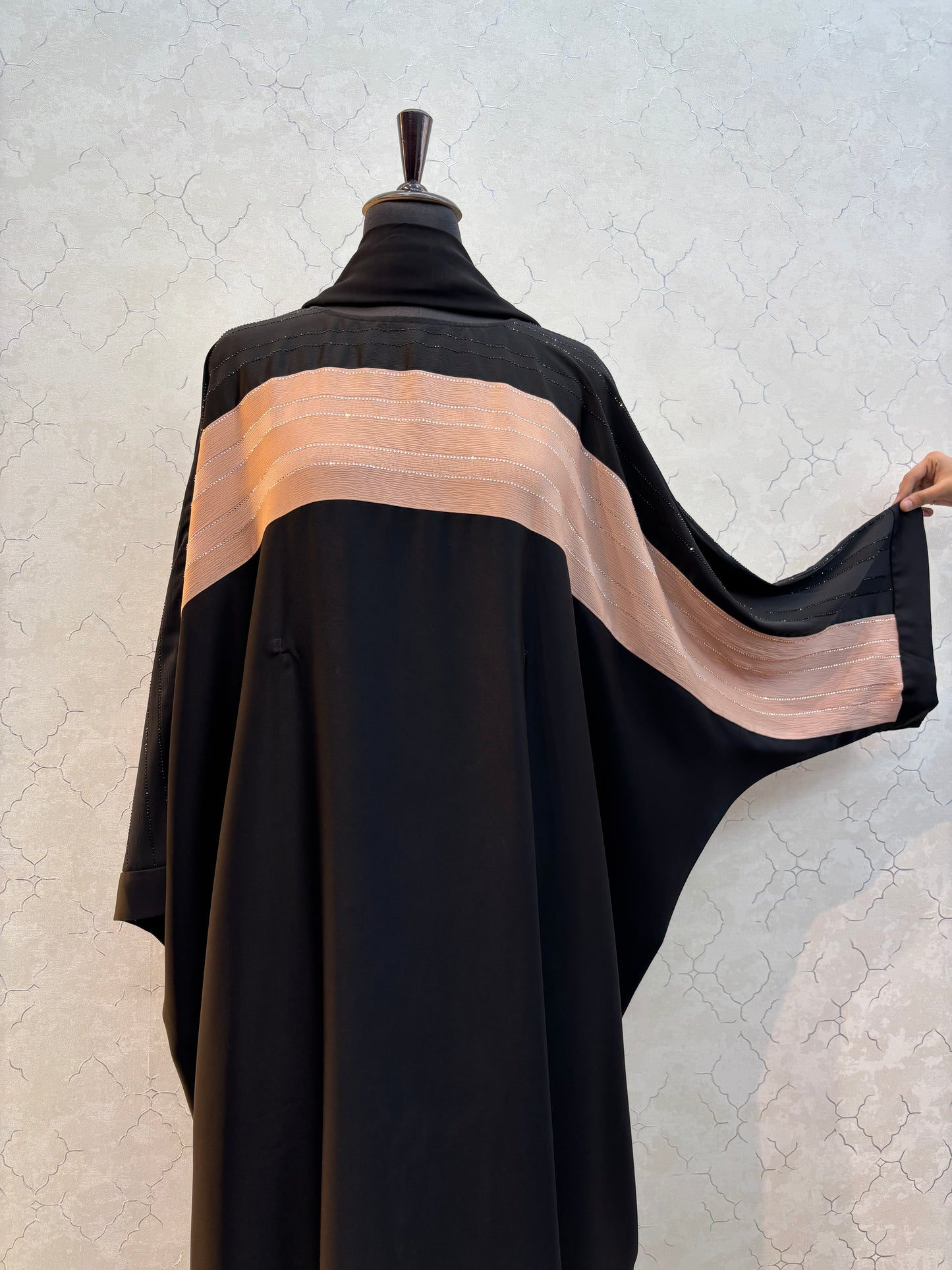 Swarovski Abaya Double Shaded Premium Nida Fabric ( free size )