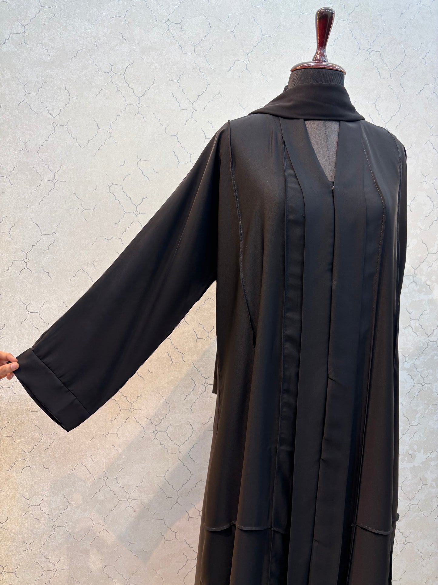 Kimono Style Box Pleated Burkha with Imported Tick Tok Fabric