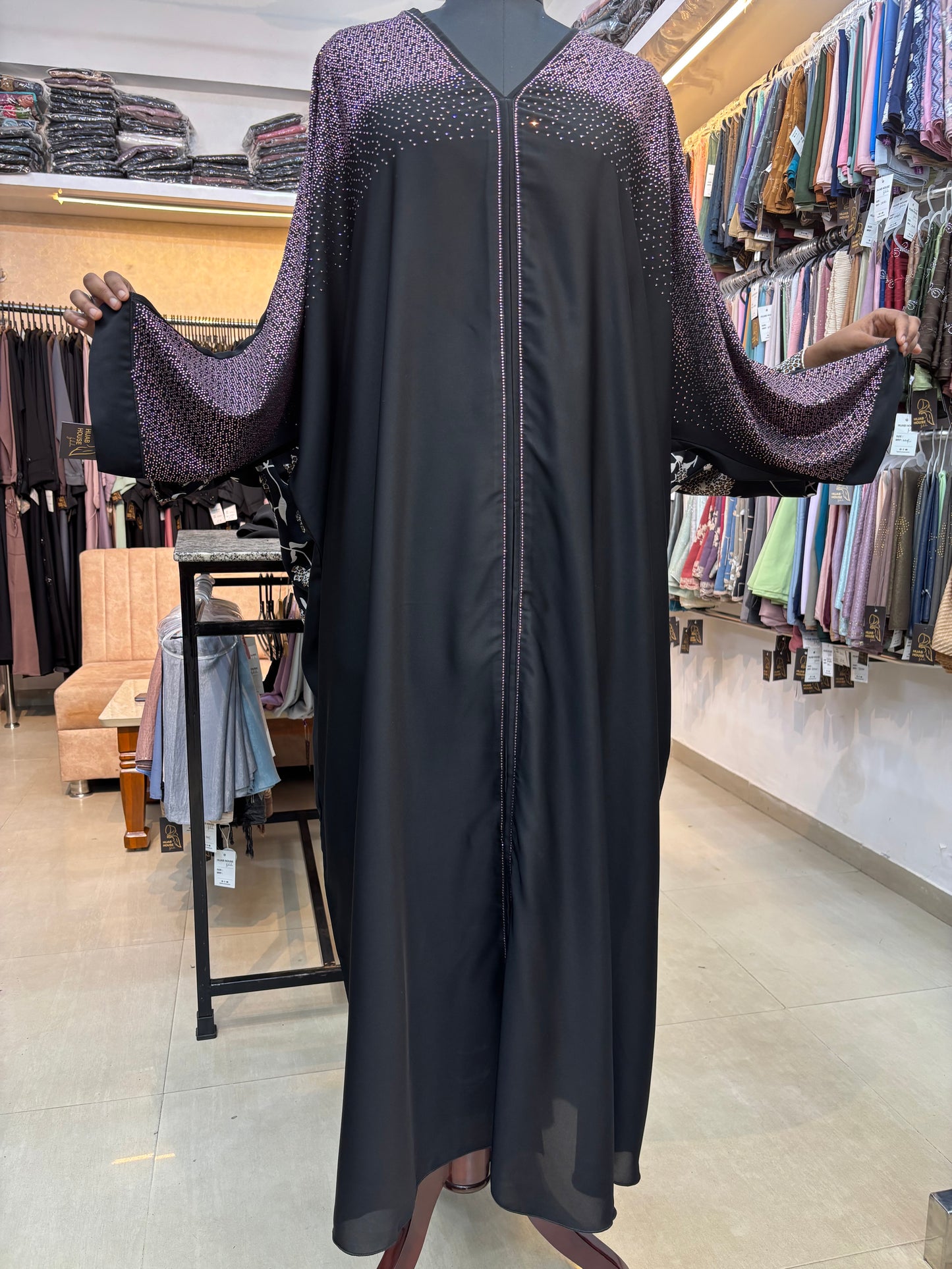 Swarovski Abaya Premium Nida Fabric ( free size )