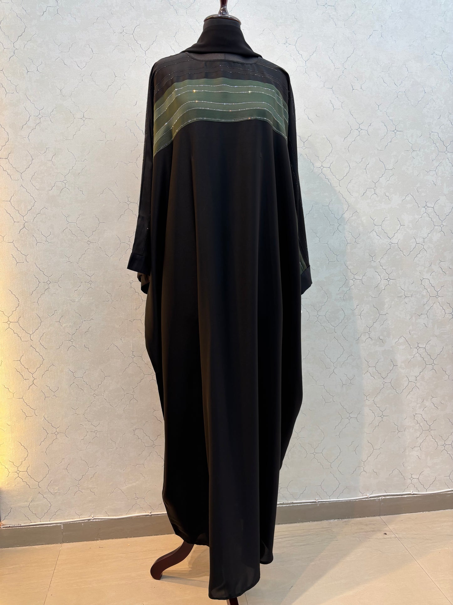 Swarovski Abaya Double Shaded Premium Nida Fabric ( free size )