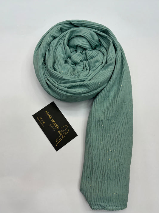 Cotton Textured Fabric with Gold Shimmer Hijab Pastel Mint