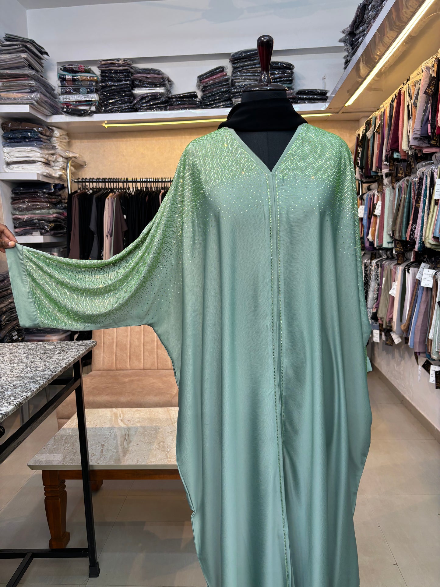 Swarovski Abaya Premium Nida Fabric ( free size )