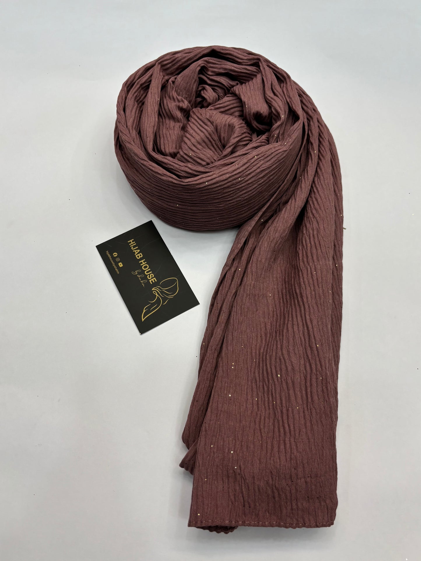 Cotton Textured Fabric with Gold Shimmer Hijab Dusty Rose