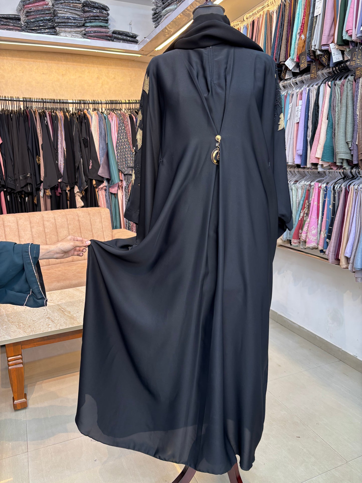 Swarovski Abaya Imported Tick Tok Fabric ( free size )