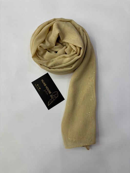 Soft Shimmer Crinkle Chiffon Fabric Hijab Gold Brown