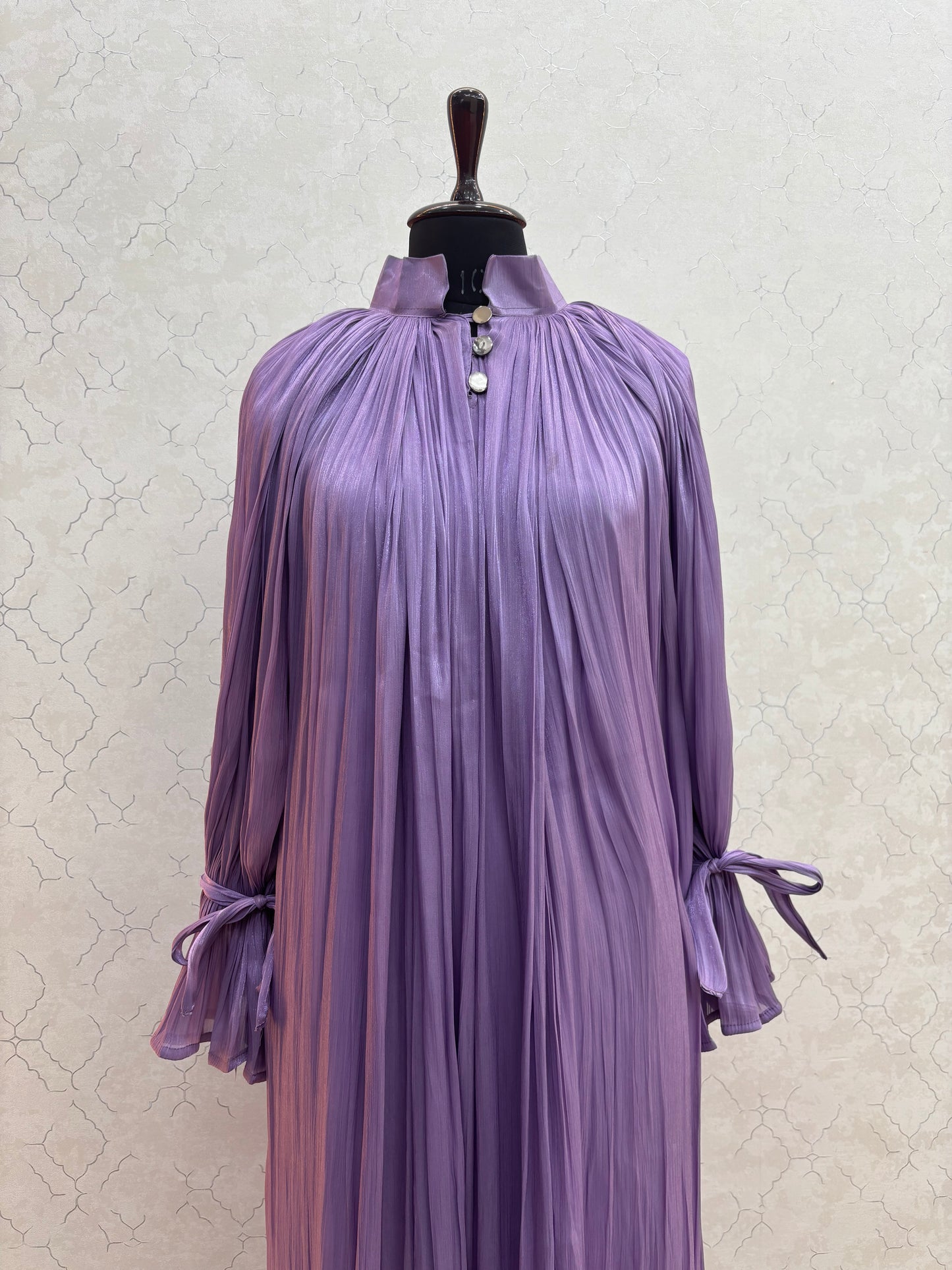 Elegant Pleated Burkha in Shiny Organza Fabric