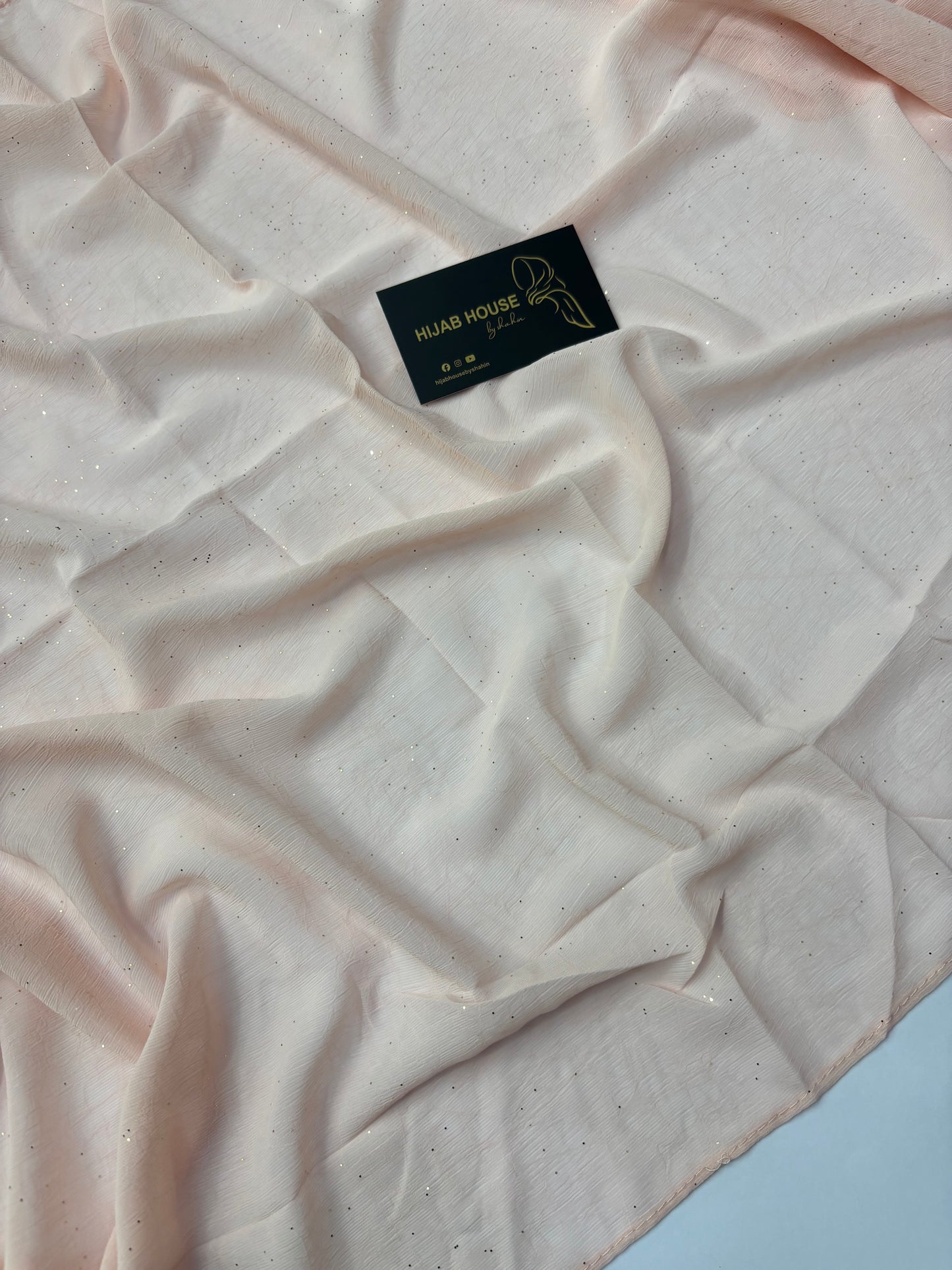 Soft Shimmer Crinkle Chiffon Fabric Hijab Peach Blush
