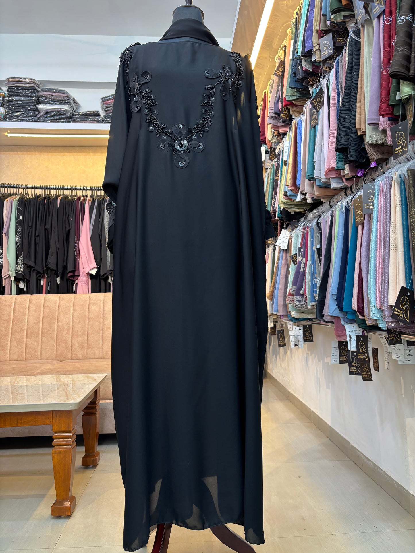 Handwork Abaya Korean Nida Fabric( free size )