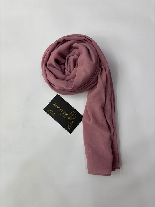 Soft Shimmer Crinkle Chiffon Fabric Hijab Dusty Rose