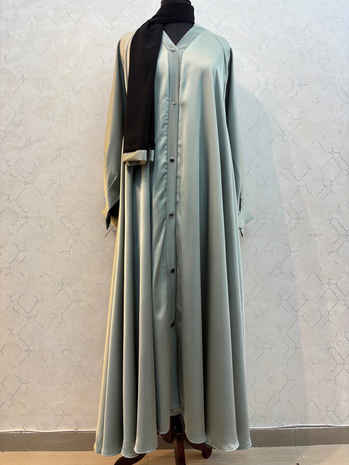Flaired Umbrella Style Burkha Imported Satin Silk Fabric