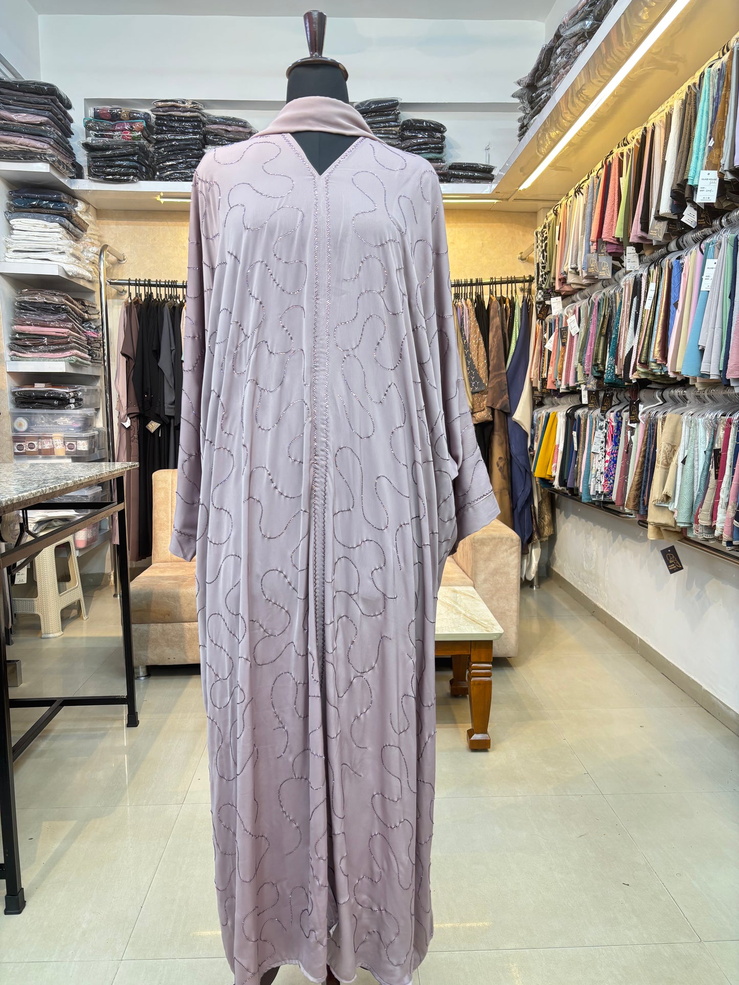 Swarovski Abaya Imported Tick Tok Fabric ( free size )