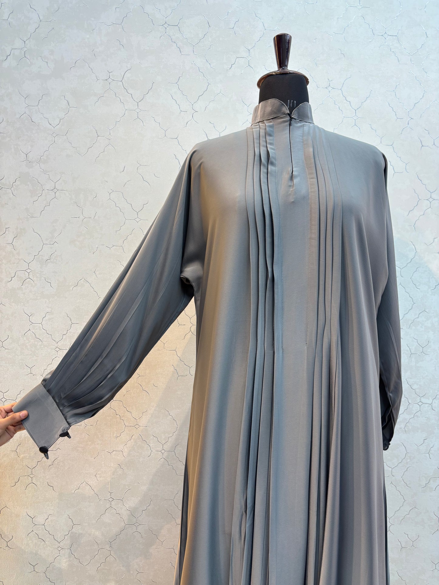 Elegant Front Pleat Burkha Tick Tok Fabric