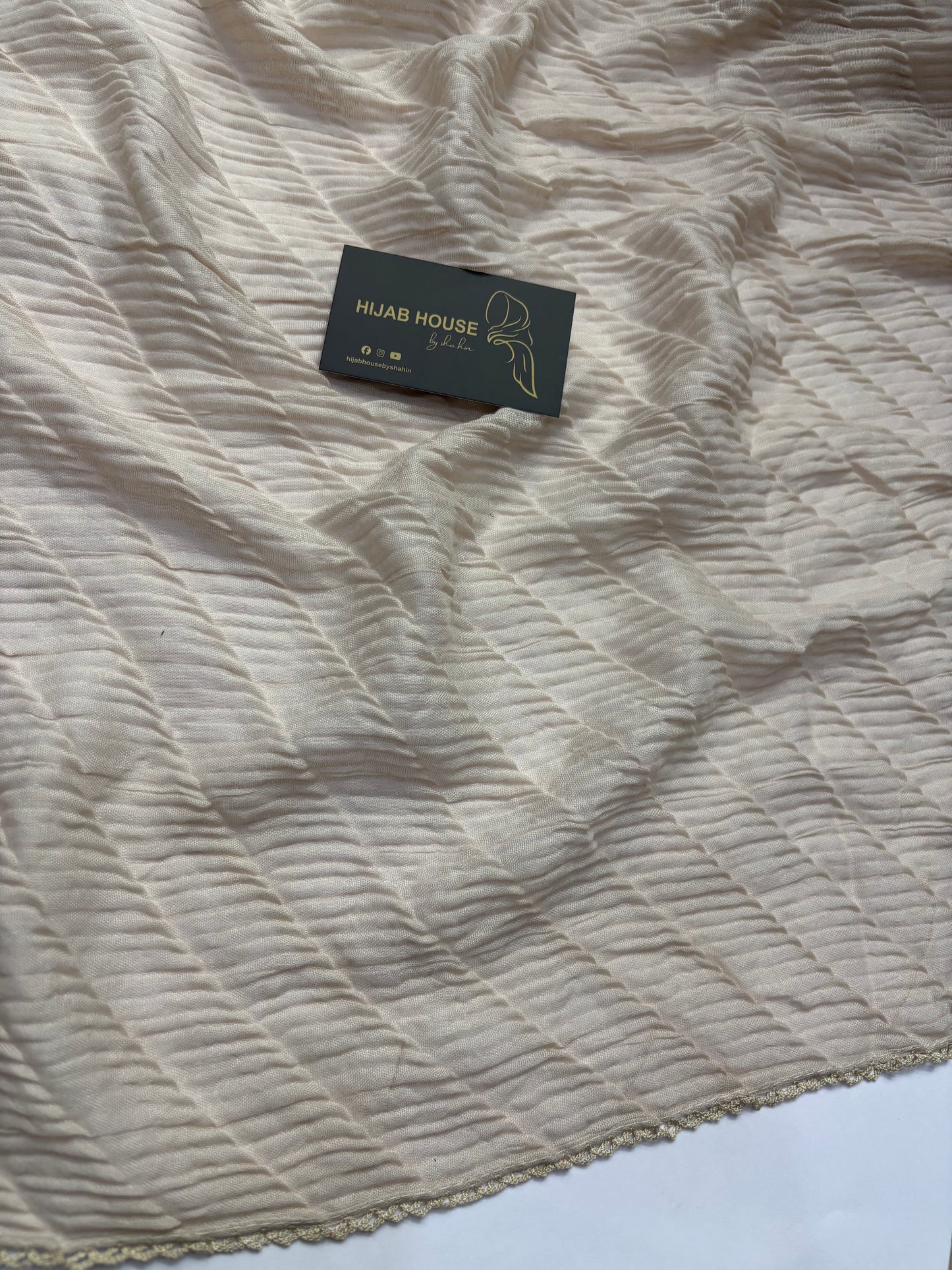 Soft Pleated Cotton Fabric Hijab Sand Beige