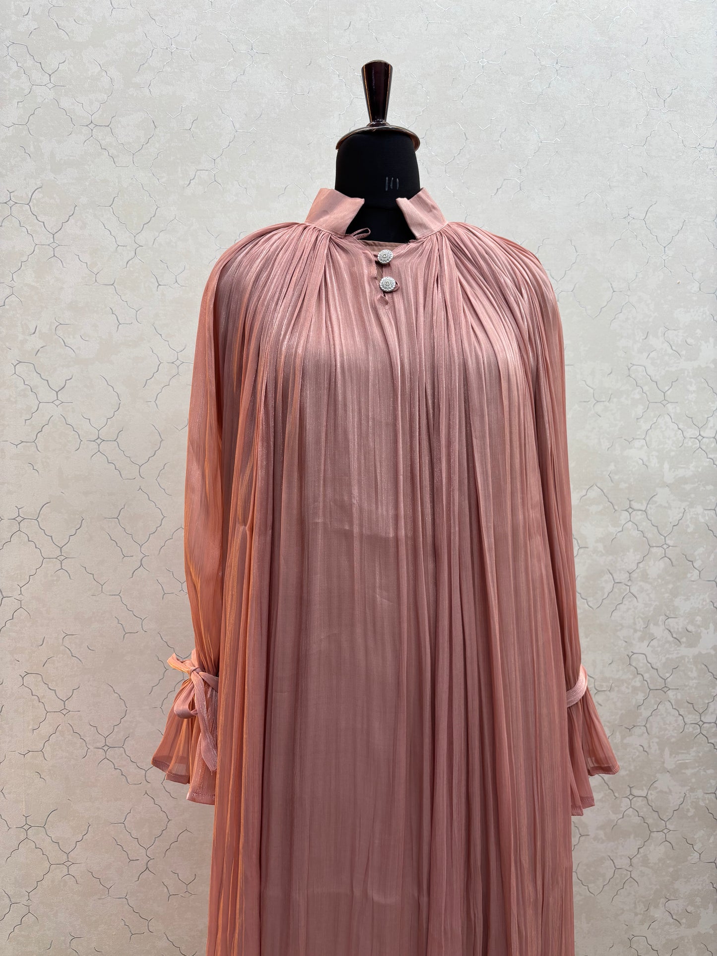 Elegant Pleated Burkha in Shiny Organza Fabric