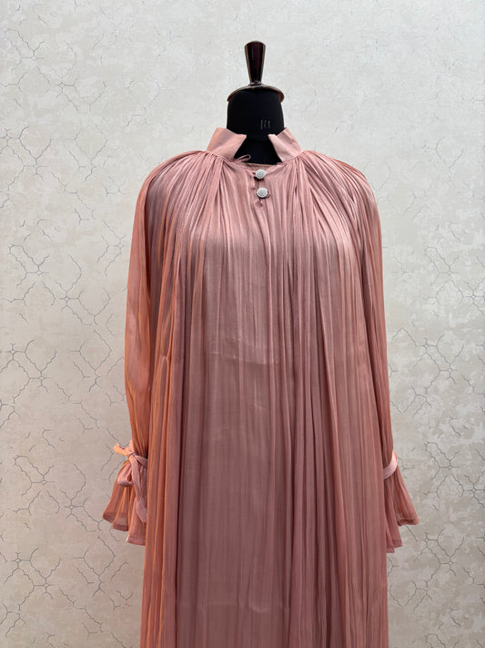 Elegant Pleated Burkha in Shiny Organza Fabric