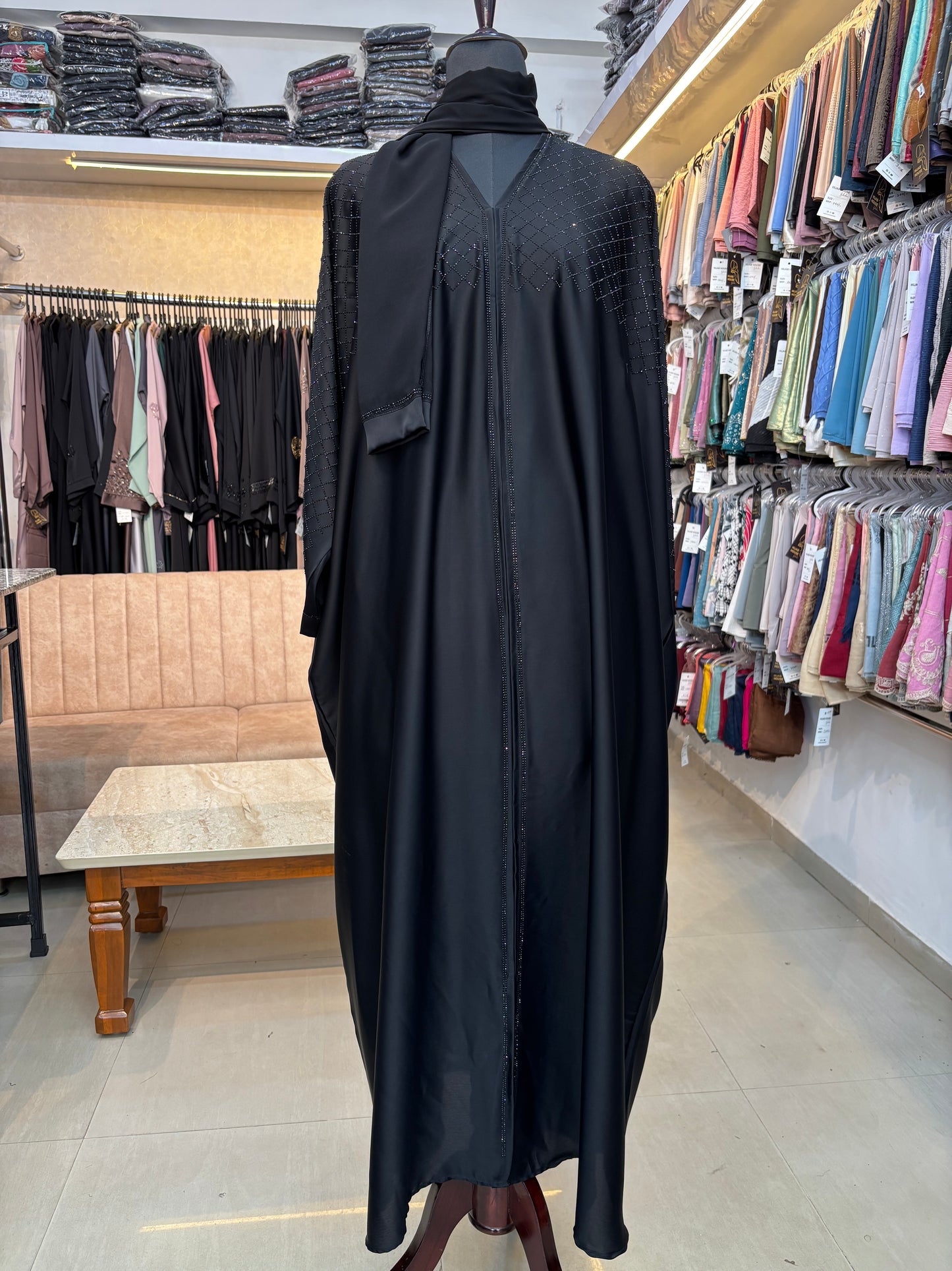 Swarovski Abaya Premium Imported Tick Tok Fabric ( free size )